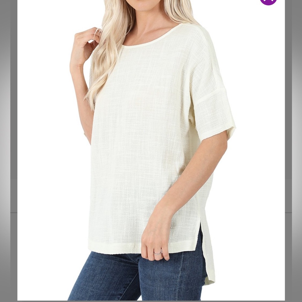 🐚Zenana🐚Half sleeve, side-split, hi-low top